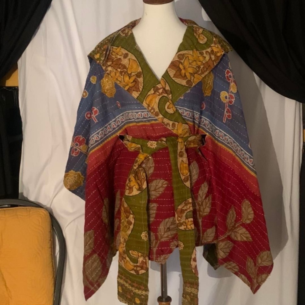 Rag Kimono Belted Jacket with hood NWOT